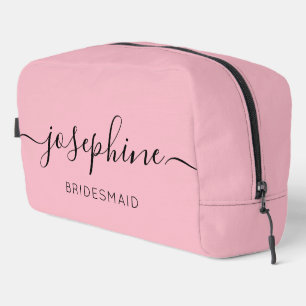 Personalised Name Pink Bridesmaid Makeup travel Dopp Kit