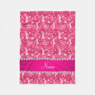 Personalised name pink cheerleading damask fleece blanket