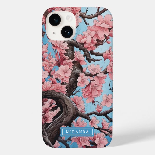 Personalised Name Pink Cherry Blossom Case-Mate iPhone Case (Back)