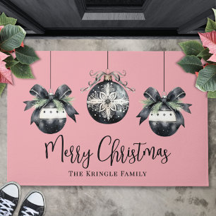 Personalised Name Pink Christmas Doormat