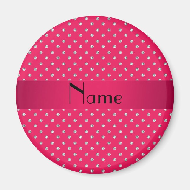 Personalised name pink diamonds magnet (Front)