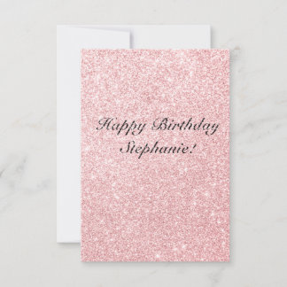 Personalised Name Pink Glitter Birthday Card