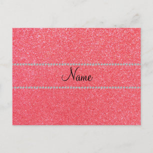 Personalised name pink glitter diamonds postcard