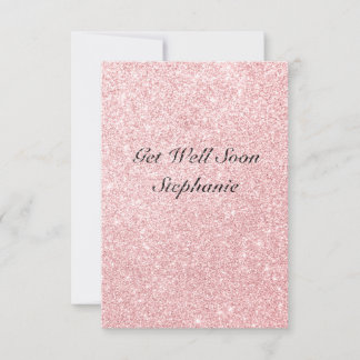 Personalised Name Pink Glitter Get Well Soon Card
