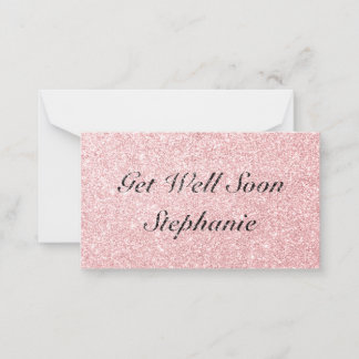 Personalised Name Pink Glitter Get Well Soon Card