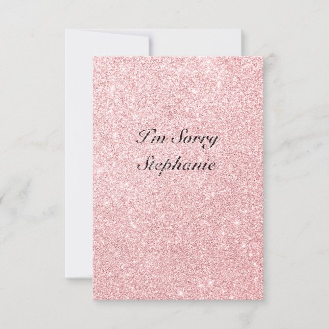 Personalised Name Pink Glitter I'm Sorry Card (Front)