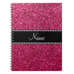 Personalised name pink glitter notebook