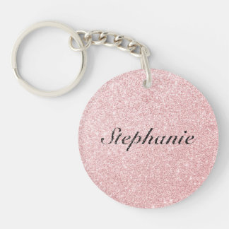 Personalised Name Pink Glitter Sparkle Style Key Ring