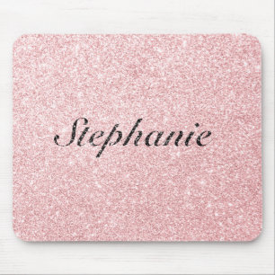 Personalised Name Pink Glitter Sparkle Style Mouse Pad