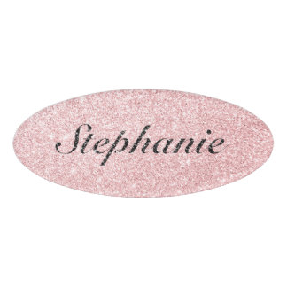 Personalised Name Pink Glitter Sparkle Style Name Tag