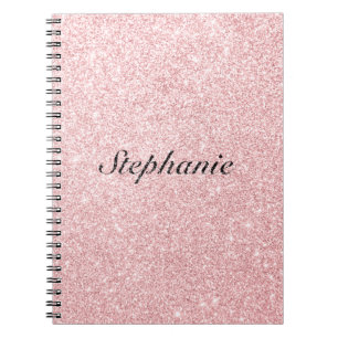Personalised Name Pink Glitter Sparkle Style Notebook