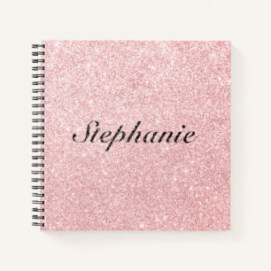 Personalised Name Pink Glitter Sparkle Style Notebook