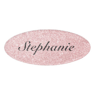 Personalised Name Pink Glitter Sparkle Style Tag