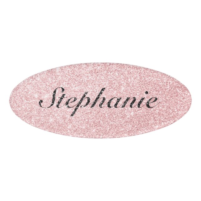 Personalised Name Pink Glitter Sparkle Style Tag (Front)