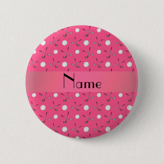 Personalised name pink golf balls 6 cm round badge