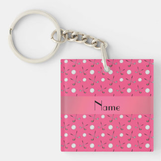 Personalised name pink golf balls key ring