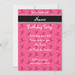 Personalised name pink gymnastics pattern invitation