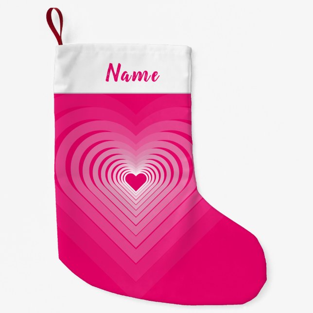 Personalised Name Pink Heart Christmas Stocking (Front)