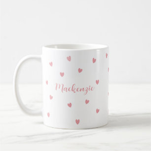 Personalised Name Pink Hearts Loved One Keepsake Coffee Mug
