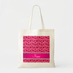 Personalised name pink hearts shoes bows tote bag