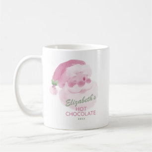 Personalised Name Pink Holiday Santa Hot Chocolate Coffee Mug