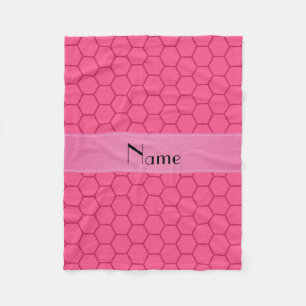 Personalised name pink honeycomb fleece blanket