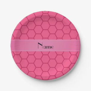 Personalised name pink honeycomb paper plate