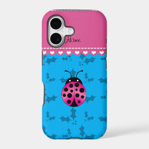 Personalised name pink ladybug sky blue holly