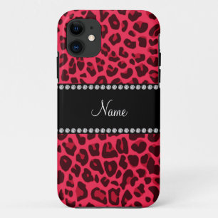 Personalised name pink leopard pattern iPhone 11 case