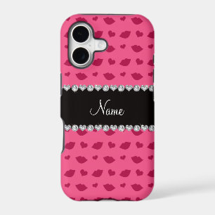 Personalised name pink lips and hearts pattern
