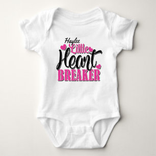 Personalised NAME Pink Little Heart Breaker Baby Bodysuit