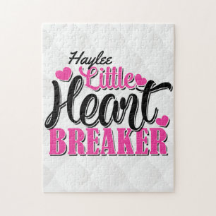 Personalised NAME Pink Little Heart Breaker Jigsaw Puzzle