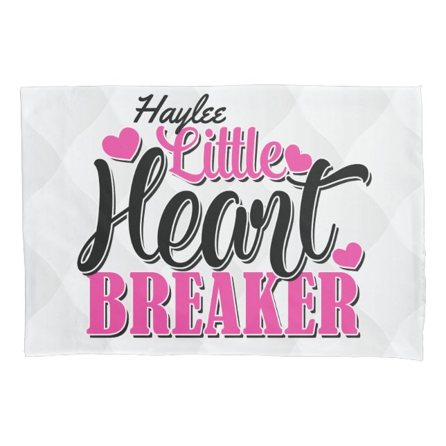 Personalised NAME Pink Little Heart Breaker Pillowcase (Front)