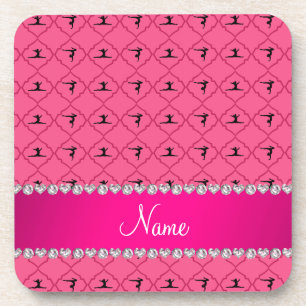 Personalised name pink moroccan gymnastics coaster