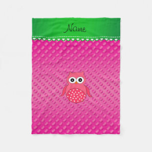 Personalised name pink owl pink shiny dots fleece blanket