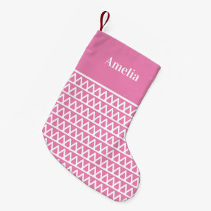 Personalised Name Pink Pattern Small Christmas Stocking