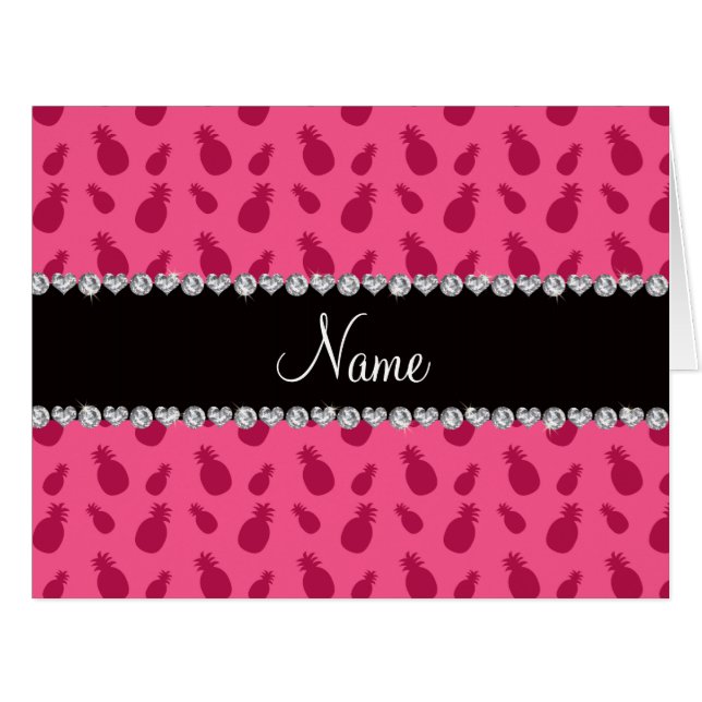 Personalised name pink pineapple pattern (Front Horizontal)