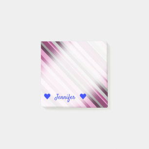 Personalised Name + Pink/Purple/Grey Stripes Notes
