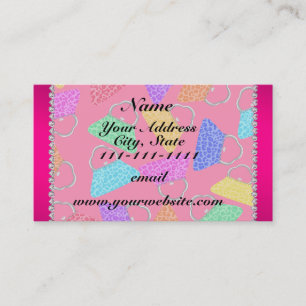 Personalised name pink rainbow leopard purses business card