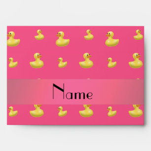 Personalised name pink rubber duck pattern envelopes