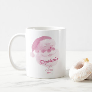 Personalised Name Pink Santa Holiday Mug of Cheer