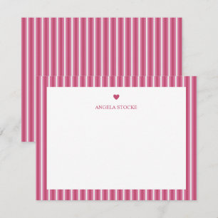 Personalised Name Pink Stripe Heart Card