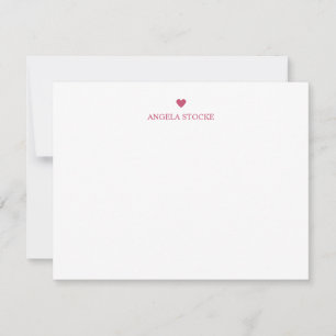 Personalised Name Pink Stripe Heart Note Card