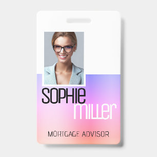 Personalised Name Pink To Purple Ombre Stylish ID Badge