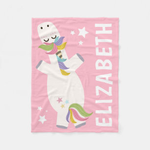 Personalised Name   Pink Unicorn Fleece Blanket