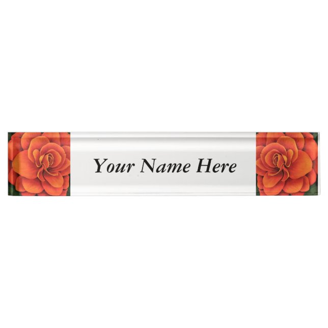 Personalised Name Plate w/ Clock Option - Begonia (Front)