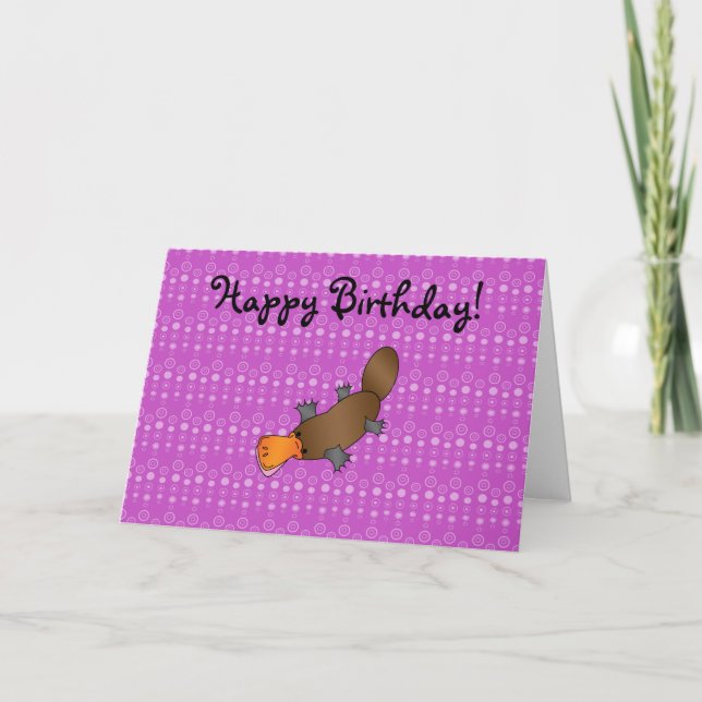 Personalised name platypus purple bubbles card (Front)