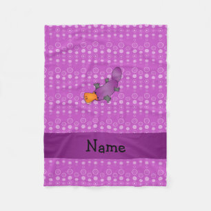 Personalised name platypus purple bubbles fleece blanket