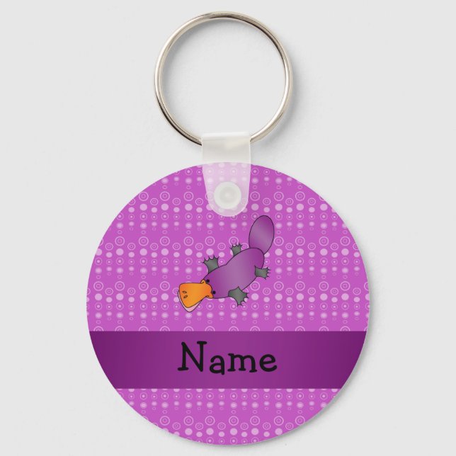 Personalised name platypus purple bubbles key ring (Front)