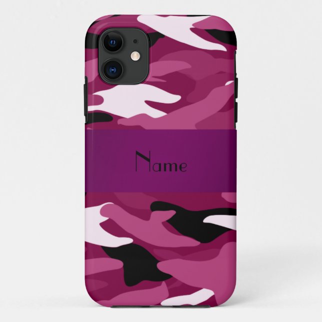 Personalised name plum purple camouflage Case-Mate iPhone case (Back)